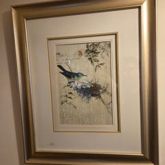 Large Framed Bird & Nature Wall Art Gold Frame