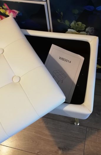 Faux leather vanity stool with hidden storage
