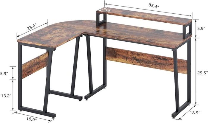 SALE | Computer Desk, L-shaped Corner Desk with Large Monitor Stand, Switchable PC Laptop Table, Gaming Writing Workstation for Home Office (Rustic Brown