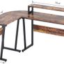 SALE | Computer Desk, L-shaped Corner Desk with Large Monitor Stand, Switchable PC Laptop Table, Gaming Writing Workstation for Home Office (Rustic Brown Image 2