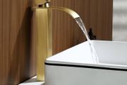 Antique Brass Waterfall Tall Basin Mixer Tap, Single Handle High Rise Bathroom Sink Mixer Tap, Square Monobloc Bathroom Faucet, 304 Stainless Steel