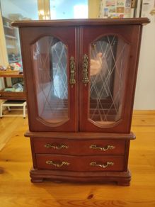 Vintage Wooden Jewellery Cabinet  Elegant Storage with Classic Charm