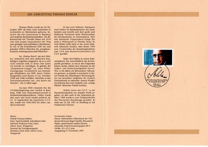 1997 Bundes Republic Deutschland (Germany) Federal Annual Stamp EFT Collection incl 45 images of contents