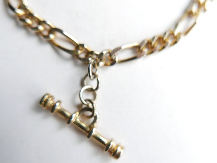 Vintage Retro Gold Plated T Bar Curb Chain Bracelet