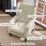Wing Chair Relax Chair Armchair, Vintage Design, Button Tufting, Turned Legs, 74 cm x 86 cm x 102 cm, Cream White Image 4