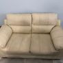 Cream 2 Seater Leather Couch Image 2