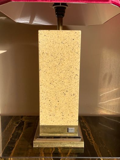 Mid Century French Table Lamp, Vintage Jean Claude Mahey, Lacquer Brass Chrome, 70s