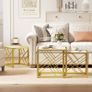Nesting Coffee Tables, Set of 3 Square Side Tables with Black Metal Frame, for Living Room, Bedroom and Office, White Image 5