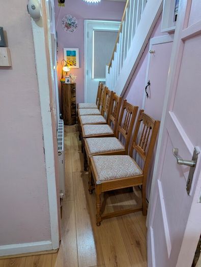Set Of Six Contemporary Pine Dining Chairs