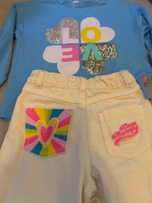 Billieblush cream denim jeans and blue top