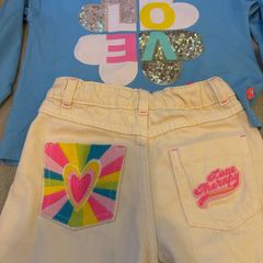 Billieblush cream denim jeans and blue top