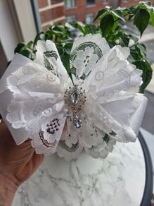 Communion  white hair bow