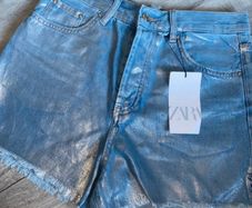 Brand new Zara metallic denim shorts