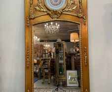 FLASH SALE ! Was 495 Now 395 ! French Trumeau Style Gilt Wood Mirror with Central Plaque