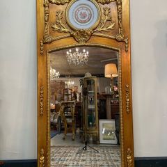 FLASH SALE ! Was 495 Now 395 ! French Trumeau Style Gilt Wood Mirror with Central Plaque