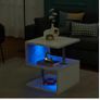 BRAND NEW Modern Design Coffee/Side Table End table With RGB LED Lights Bedside Table Phone / Nightstands Storage Cabinet White Image 4