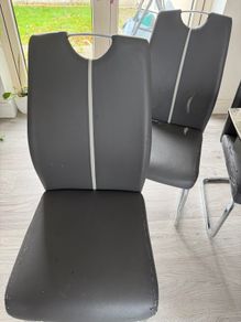 4 Grey faux leather dining chairs