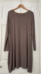 Bo & Mo Mary Grant Dress - Size 4 UK 16 - Taupe/Mocha
