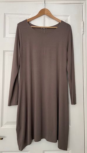 Bo & Mo Mary Grant Dress - Size 4 UK 16 - Taupe/Mocha