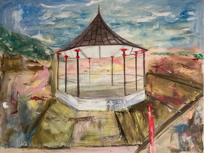 XL Original Painting of Bray Bandstand Wicklow Ireland Original Irish Art