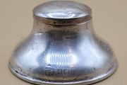 Antique Sterling Silver Inkwell  Birmingham 1939  Capstan Style