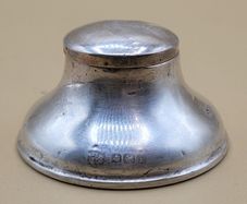 Antique Sterling Silver Inkwell  Birmingham 1939  Capstan Style