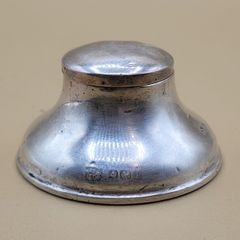 Antique Sterling Silver Inkwell  Birmingham 1939  Capstan Style
