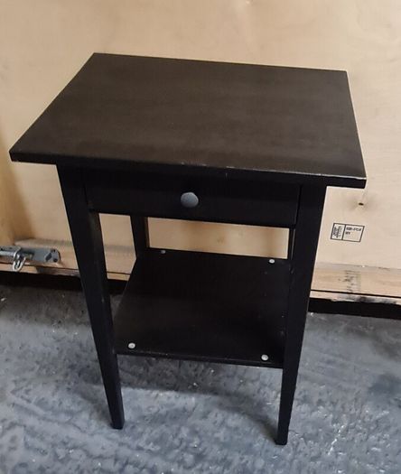 Black Nightstand / Bedside Table with Drawer and Shelf