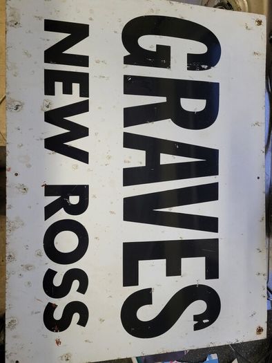 Old Graves barn sign and yield sign