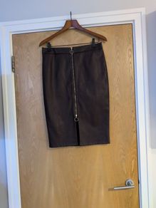 F&F Burgundy  Faux Leather   A- Line Skirt.  S.12.    B.N.W.T.
