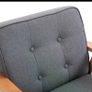 Sitting Chairs for Living Room, Wooden Accent Chair Lounge Armchair Retro Linen Fabric Upholstered w/ Arm Grey Image 7