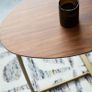 C Shaped Couch Side Table with Wooden Top Image 3