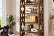 6 Tier Bookcase 70 Inch Tall Freestanding Standing Shelf with Storage Shelves Open Office Shelf Wooden Display
