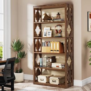 6 Tier Bookcase 70 Inch Tall Freestanding Standing Shelf with Storage Shelves Open Office Shelf Wooden Display
