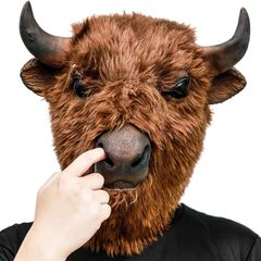 Bison Mask Animal Latex Full Head Realistic Plush Masks Fancy Dress for Halloween Carnival Costume Party Yak Buffalo Bull Mask