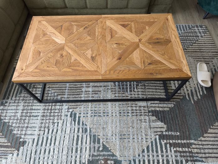 Oak cabinet with oak coffee table