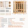 Far Infrared Wooden Sauna Room Home Sauna Spa for 3 to 4 Person 2470W Image 6