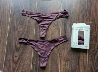 Primark 5 Pack Microfibre Thong Brown s. S