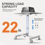 Mobile Standing Desk Pneumatic Adjustable Height Stand Up with Lockable Wheels Ergonomic Side Table for Home Office Work Computer Workstation Typ-T 48 x 65CM White Image 4