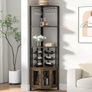 Corner Bar Cabinet with Glass Holder, 4 Tier Liquor Wine Cabinet with Metal Mesh Doors, Buffet Cabinet Wine Rack Cabinet with Anti-tip Kit for Home Coffee Bar Liquor and Wine Storage Image 3