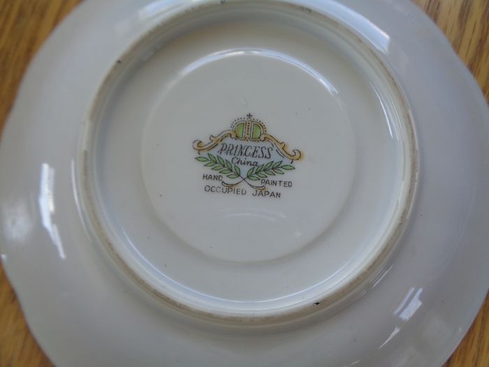 Princess China (Occupied Japan) Black Teacup and Saucers x 2 for Sale
