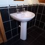 Basin pedestal and taps