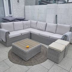 Rattan grey corner suite