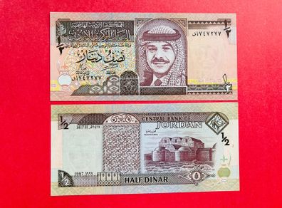 Jordan   1/2 DINAR  1997  Pick  28b  ( Uncirculated )