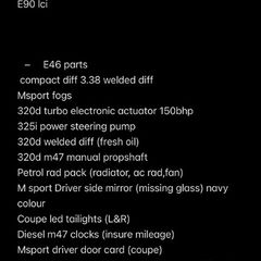 BMW e46 e90 e60 parts