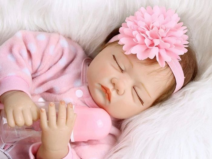 22 Inch 55cm Reborn Dolls Baby Girl Soft Silicone Vinyl Real Life Dolls Toddler Sleeping Girl Lifelike Handmade Reborn Babies Xmas Gift (FREE POSTAGE)