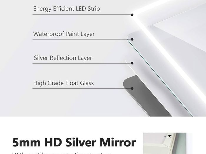 NEW SALE | 500 x 700 mm Illuminated LED Bathroom Mirror LED Mirrors Light with Touch Control Switch + Demister