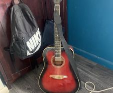 SC Custom Guitars Acoustic Guitar (Model DG1K/MLHVS) Good working condition, includes strap and stand.