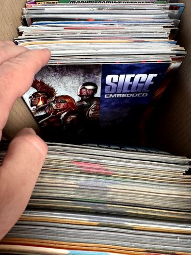 Marvel & DC Long Comic Box w 300 comics for Sale