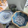 4 different ietms -1- Jingdezhen Porcelain 101/4 -inch Dragon Rice Grain Luncheon Plate - Vintage Blue and White Chinese Design is slieght chip at the edge 15.00 euro.2- Vintage Japanese octagonal porcelain bowl, commonly crafted in the traditional Arita  Image 2